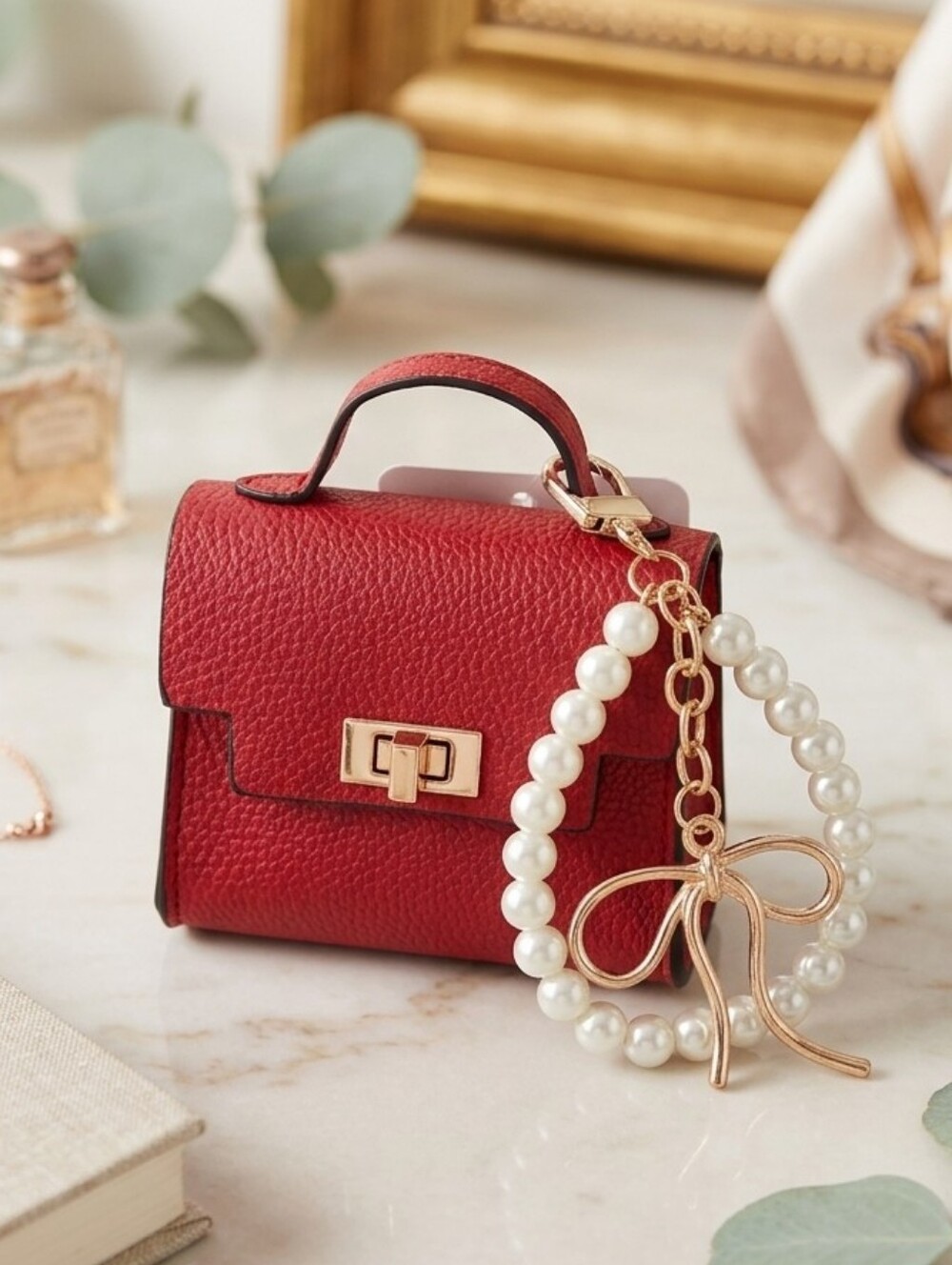Mini Purse Keychain Case in Red